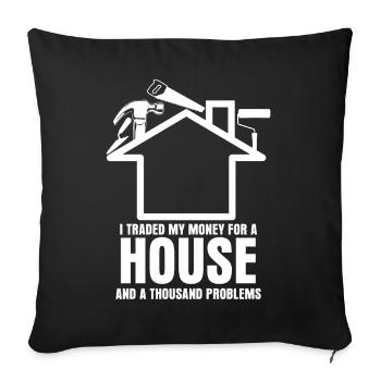 Renovating House Building Homeowner - Throw Pillow Cover 17.5” x 17.5” - black - Front
