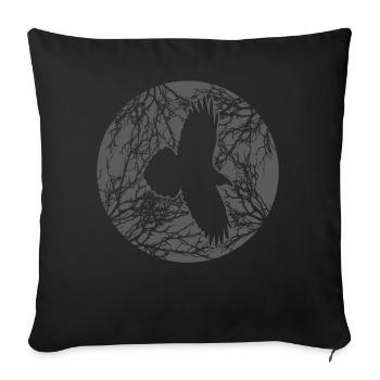 Raven Tree Ravens Crow Moon Crows - Throw Pillow Cover 17.5” x 17.5” - black - Front