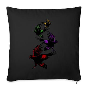 Crows Raven Tree Ravens Flying Crow - Throw Pillow Cover 17.5” x 17.5” - black - Front