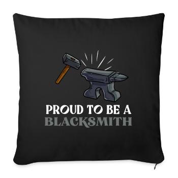 Blacksmith Blacksmithing Goldsmith Hammer Craft - Throw Pillow Cover 17.5” x 17.5” - black - Front