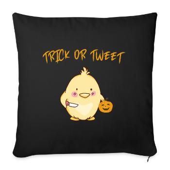 Cute Halloween/Fall Baby Chick (Trick or tweet) - Throw Pillow Cover 17.5” x 17.5” - black - Front