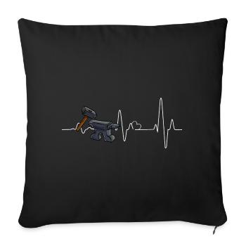 Blacksmith Heartbeat Goldsmith Hammer Craft - Throw Pillow Cover 17.5” x 17.5” - black - Front