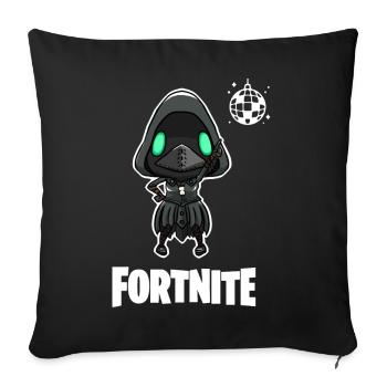 Hooded Neon Fort Raider - Throw Pillow Cover 17.5” x 17.5” - black - Front