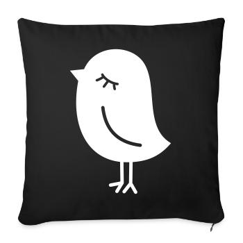 Cute Sparrow Chick – Tweeting Birdie - Throw Pillow Cover 17.5” x 17.5” - black - Front