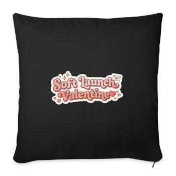 Soft Launch Valentine Retro Hearts Situationship  - Throw Pillow Cover 17.5” x 17.5” - black - Front