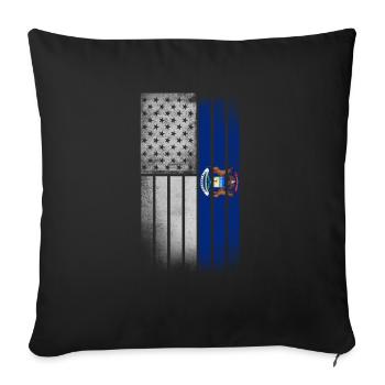 USA Vintage Michigan State Flag - Throw Pillow Cover 17.5” x 17.5” - black - Front