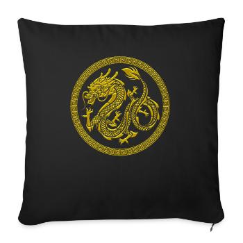 Cool Chinese Gold Dragon T Shirt - Throw Pillow Cover 17.5” x 17.5” - black - Front