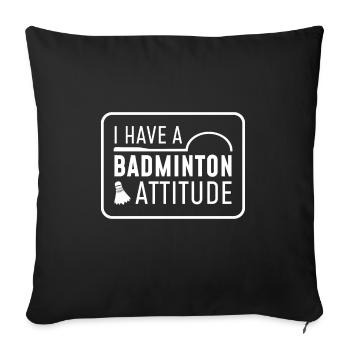 Badminton Badminton Badminton Play Player Ball - Throw Pillow Cover 17.5” x 17.5” - black - Front