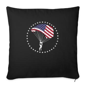 Skydiving Parachuting Skydiver Cool - Throw Pillow Cover 17.5” x 17.5” - black - Front