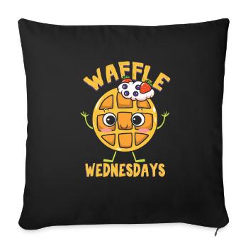 Wednesdays - Waffle Cute Strawberry - Diner - Throw Pillow Cover 17.5” x 17.5” - black - Front