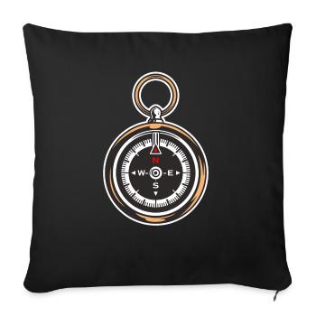 Compass - Throw Pillow Cover 17.5” x 17.5” - black - Front