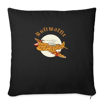 Luftwaffle Waffle Military Aircraft Pilot - Throw Pillow Cover 17.5” x 17.5” - black - Front