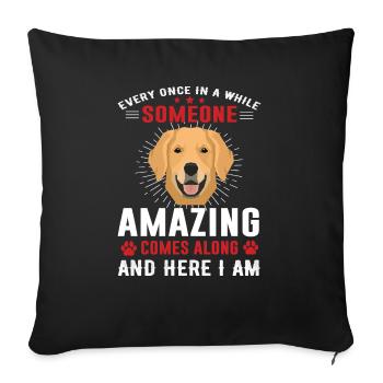 Golden Retriever - Throw Pillow Cover 17.5” x 17.5” - black - Front
