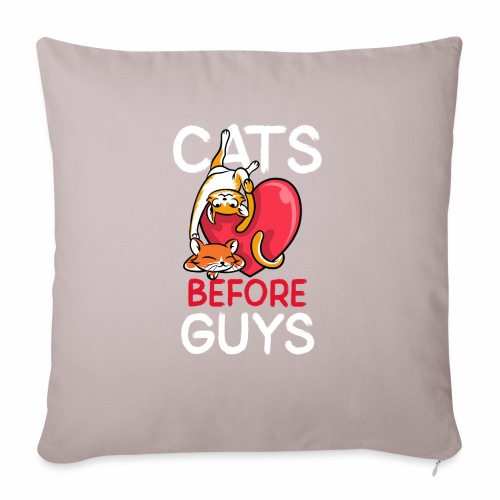 two cats before guys heart anti valentines day - Throw Pillow Cover 17.5” x 17.5”