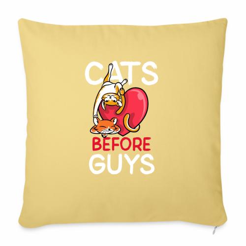 two cats before guys heart anti valentines day - Throw Pillow Cover 17.5” x 17.5”