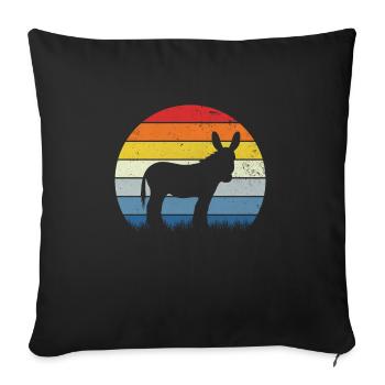 Donkey Retro - Throw Pillow Cover 17.5” x 17.5” - black - Front