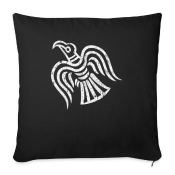 raven of odin distressed - Throw Pillow Cover 17.5” x 17.5” - black - Front