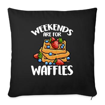 Funny Weekends Are For Waffles Pancake Stack - Throw Pillow Cover 17.5” x 17.5” - black - Front
