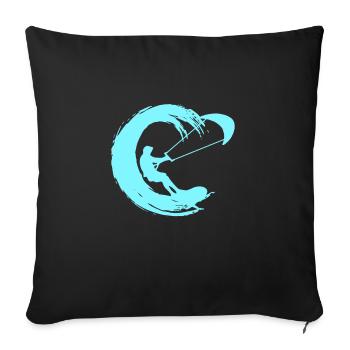 Kite Kiteboarding Kitesurfing Gift - Throw Pillow Cover 17.5” x 17.5” - black - Front