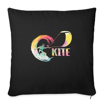 Kite Kiteboarding Kitesurfing Gift - Throw Pillow Cover 17.5” x 17.5” - black - Front