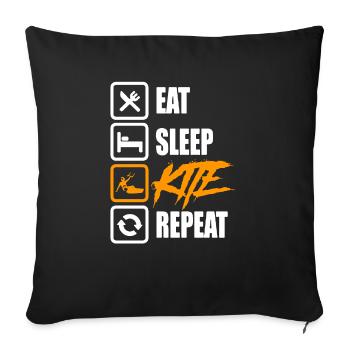 Kite Kiteboarding Kitesurfing Gift - Throw Pillow Cover 17.5” x 17.5” - black - Front