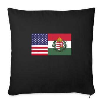 Hungary USA America Flag - Throw Pillow Cover 17.5” x 17.5” - black - Front