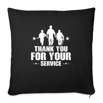 Veteran Day Thank You For Your Service - Throw Pillow Cover 17.5” x 17.5” - black - Front