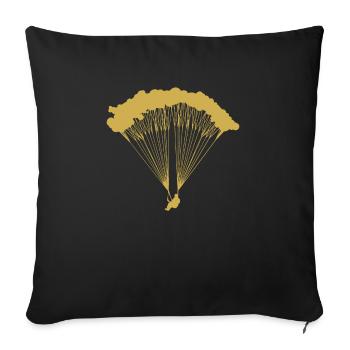 parachute skydive clouds cloud - Throw Pillow Cover 17.5” x 17.5” - black - Front