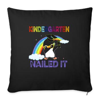 Graduation 2022 penguin Kindergarten Graduate - Throw Pillow Cover 17.5” x 17.5” - black - Front