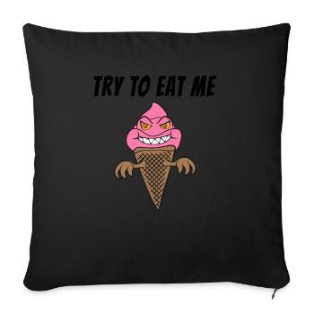 Funny Scary Ice Cream Cone Summertime Horror Spook - Throw Pillow Cover 17.5” x 17.5” - black - Front