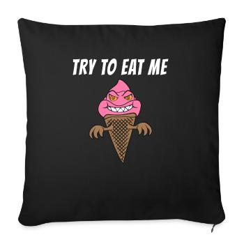Funny Scary Ice Cream Cone Summertime Horror Spook - Throw Pillow Cover 17.5” x 17.5” - black - Front