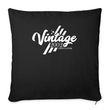 Birthday Gifts Year of Birth 2002 Vintage - Throw Pillow Cover 17.5” x 17.5” - black - Front