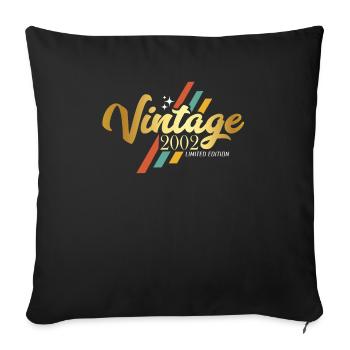 Birthday Gifts Year of Birth 2002 Vintage - Throw Pillow Cover 17.5” x 17.5” - black - Front