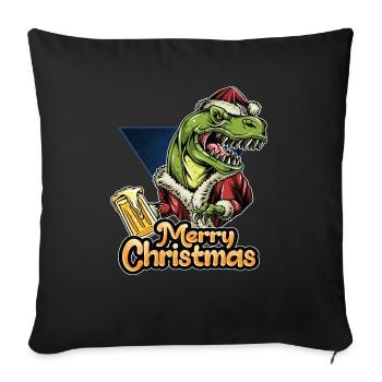 christmas santa claus T-rex dinosaur - Throw Pillow Cover 17.5” x 17.5” - black - Front