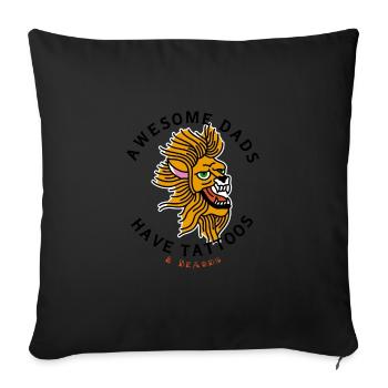 Awesome Dads have Tattoos and Beards - Throw Pillow Cover 17.5” x 17.5” - black - Front