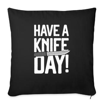 Have A Knife Day! Cooking Collectors Knives - Throw Pillow Cover 17.5” x 17.5” - black - Front