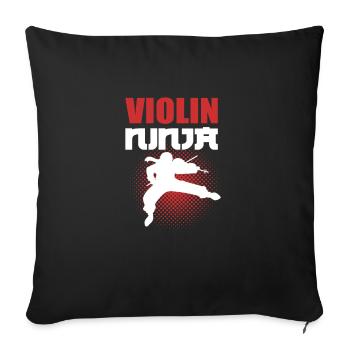 Violin Ninja Violinist - Throw Pillow Cover 17.5” x 17.5” - black - Front