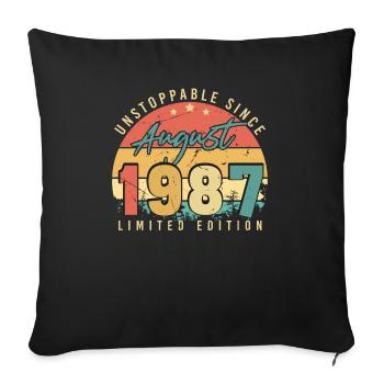 Year Of Birth 1987 In August - Throw Pillow Cover 17.5” x 17.5” - black - Front