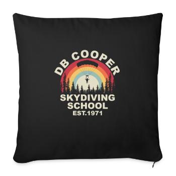 DB Cooper - D. B. Coopers Skydiving - Throw Pillow Cover 17.5” x 17.5” - black - Front