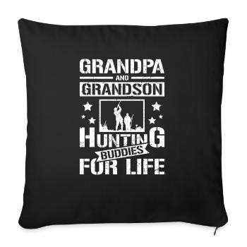 Grandpa and grandson hunting buddies - Throw Pillow Cover 17.5” x 17.5” - black - Front