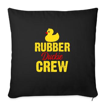 rubber duckie crew - Throw Pillow Cover 17.5” x 17.5” - black - Front