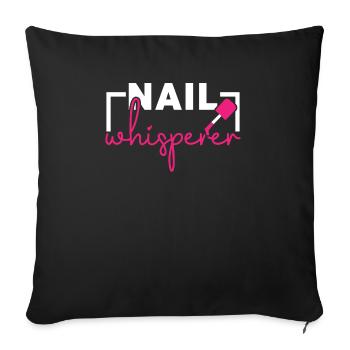 Nail Whisperer Nail Boss Job Manicurist Nail Tech - Throw Pillow Cover 17.5” x 17.5” - black - Front