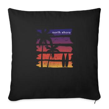 Cool North Shore Oahu Hawaii Surfing Fan Beach - Throw Pillow Cover 17.5” x 17.5” - black - Front