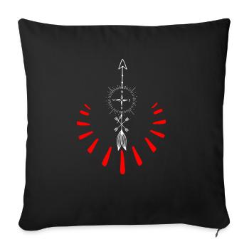 Compass design - Throw Pillow Cover 17.5” x 17.5” - black - Front