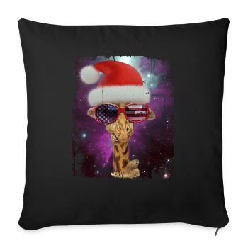 disstressed giraffe christmas usa nebula - Throw Pillow Cover 17.5” x 17.5” - black - Front
