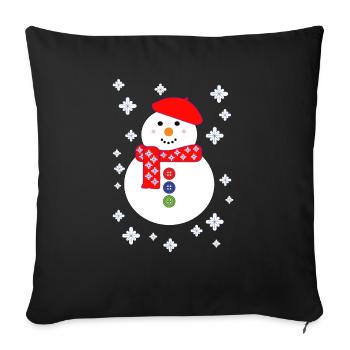 Christmas Snowman - Throw Pillow Cover 17.5” x 17.5” - black - Front