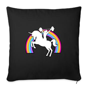 Unicorn Weightlifting Girl - Throw Pillow Cover 17.5” x 17.5” - black - Front