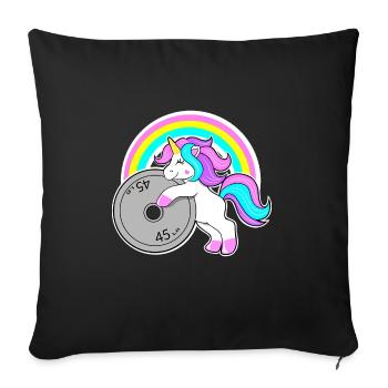 Unicorn loves weightlifting - Throw Pillow Cover 17.5” x 17.5” - black - Front