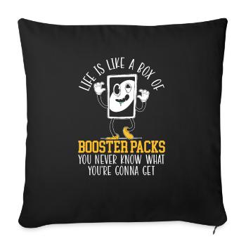 Life Is Like A Box Of Booster Packs Card Collector - Throw Pillow Cover 17.5” x 17.5” - black - Front