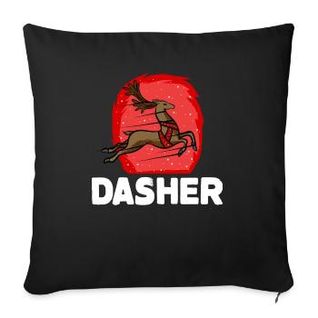 Christmas Santa's Reindeer Lazy Costume Dasher - Throw Pillow Cover 17.5” x 17.5” - black - Front